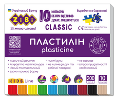 Пластилин CLASSIC 10 цветов, 200г, KIDS Line