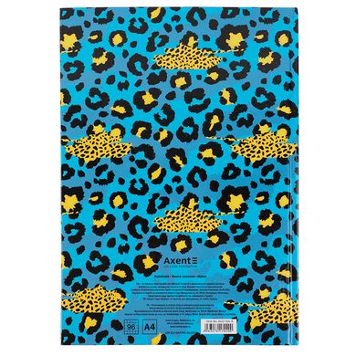 Книга записна А4, 96арк., кліт., Leopard, блакитна