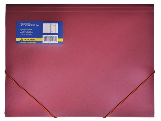 Папка на гумках, А4, глянцевий непрозор. пластик, червона