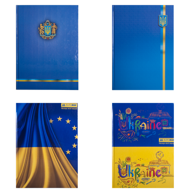 Книга канцелярська UKRAINE, А4, 96 арк., клітинка, офсет,тверда ламінована обкладинка, асорті