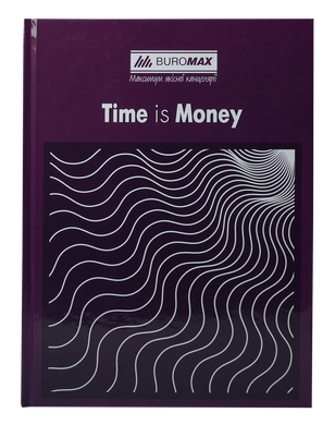 Книга канцелярська TIME IS MONEY, А4, 96 арк., клітинка, офсет, тверда ламінована обкладинка, фіолетова