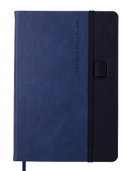 Блокнот деловой RECORD, А5, 96 листов, нелинованный, синий, искуственная кожа