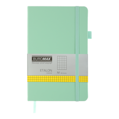 Книга записна ETALON 125*195, 96 аркушів, клітинка, обкладинка штучна шкіра, м&acute;ятний