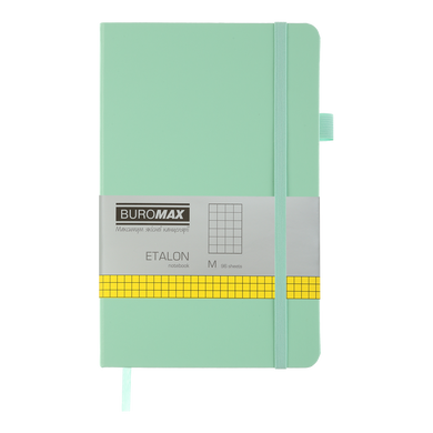 Книга записна ETALON 125*195, 96 аркушів, клітинка, обкладинка штучна шкіра, м´ятний