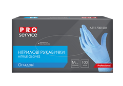 Рукавички нітрилові, нестерильні, блакитні, 100шт/уп., розмір M, PRO SERVICE
