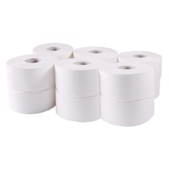 Бумага туалетная, целлюлозная "Джамбо BASIC", 120м, 2-х слойный, 12 рулонов, на гильзе, белая TISCHA PAPIER