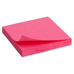 Блок бумаги с липким слоем 75x75 мм, 100 листов, ярко-роз.