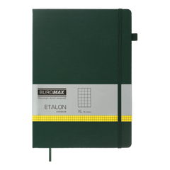 Книга записная ETALON 210*295, 96 аркушів., клетка, обложка искуственная кожа, зеленый