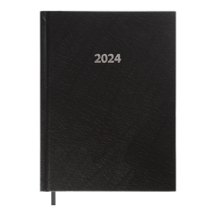 Щоденник датований 2024 STRONG, A5, чорний, штуч. шкіра