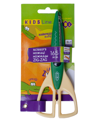 Ножницы "Зиг-Заг" 165мм, зеленые, KIDS Line