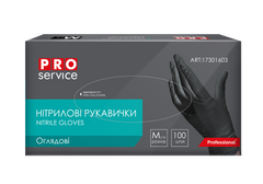 Рукавички нітрилові, нестерильні, чорні, 100шт/уп., розмір M, PRO SERVICE