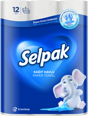 Рушники целюлозні, по 12 рул., на гільзі, 3-х сл., білий SELPAK