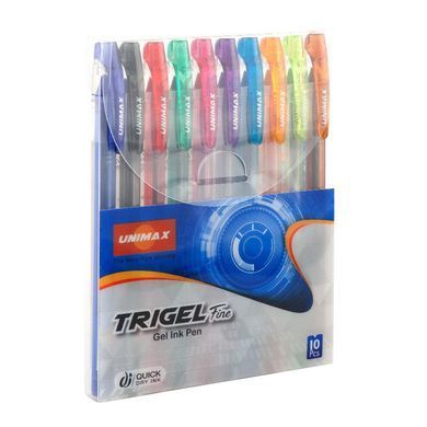 Ручка гелева Trigel-3, набір 10 кольорів, асорті