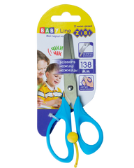 Ножницы детские 138 мм с пружиной, синие, BABY Line