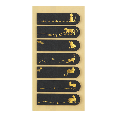Закладки паперові BLACK, з клейким шаром, 45x12 мм, 7 диз. по 25 арк., тиснення золотою фольгою, KIDS Line