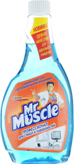 Засіб для миття скла "Містер Мускул", змінна пляшка, 500 мл, синій