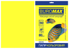 Бумага цветная NEON, желтая, 50 л., А4, 80 г/м&sup2;
