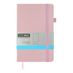Книга записная ETALON 125*195, 96 листов, точка, обложка искуственная кожа, рожевий