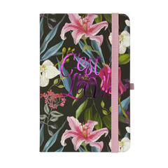 Книжка записна TROPICAL, на гумці, 136х207мм, 96 арк., кліт., офсет крем., тв.лам.обкл., чорна