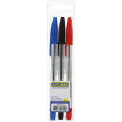 Набір з 3-х кул. ручок CLASSIC (тип "корвіна"), 0,7 мм, пласт. корпус, 3 кольори чорнил, Асорті