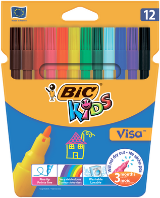 Фломастери "Kids Visa 880", 12 кольорів