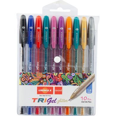 Ручка гелевая Trigel Glitter, набор, ассорти