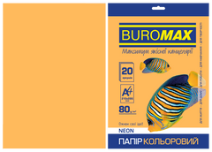 Папір кольоровий NEON, помаранч., 20 арк., А4, 80 г/м²