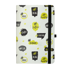 Книжка записная TRENDY, на резинке, 136х207мм, 96 л., клетка., офсет крем., тв.лам.обл., белая