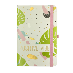 Книжка записна POSITIVO, на гумці, 136х207мм, 96 арк., кліт., офсет крем., тв.лам.обкл., салатова