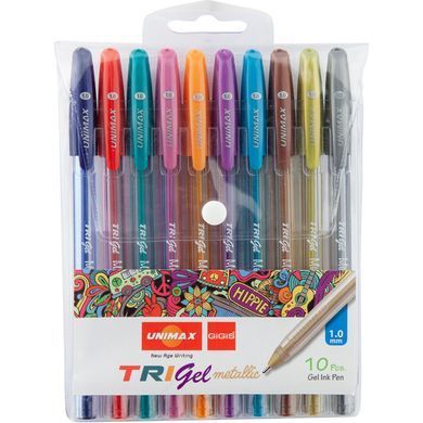 Ручка гелева Trigel Metallic, набір 10 кольорів, асорті