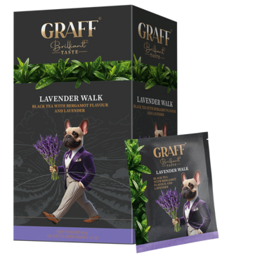 Чай чорний з ароматом лаванди та бергамоту 30г (1,5г*20), сашет, "Lavender walk", GRAFF