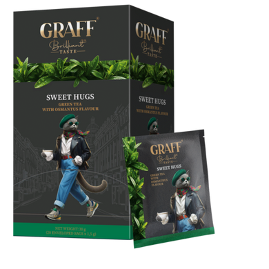 Чай зелений байховий з ароматом Османтусу 30г (1,5г*20), сашет, "Sweet hugs", GRAFF