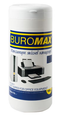 Серветки для чищення оргтехніки, поверхонь та офісних меблів, вологі, 100 шт. в пласт.тубі