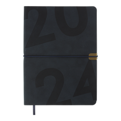 Щоденник датований 2024 BEST, A5, синій, штуч. шкіра