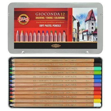 Пастельные каранд. GIOCONDA 8872, 12 цв., мет. уп.