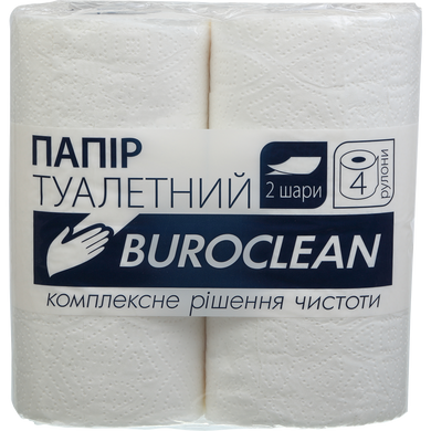 Папір туалетний целюлозний "Buroclean", 4 рулони, біла