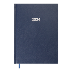 Щоденник датований 2024 STRONG, A5, темно-синій, штуч. шкіра