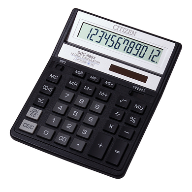 Калькулятор Citizen SDC-888 ХBK, 12 разрядов, черный