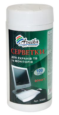 Серветки вологі для екранів ТВ і моніторів, 100шт. у банку