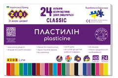 Пластилин CLASSIC 24 цветов, 480г, KIDS Line