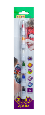 Олівці для гриму обличчя та тіла , 6 кольорів стандарт, KIDS Line