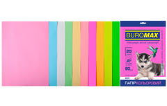 Набір кольорового паперу PASTEL+NEON, 10 кол., 20 арк., А4, 80 г/м²