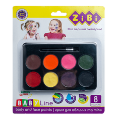 Фарби для гриму обличчя та тіла на водній основі, 8 кольорів, BABY Line