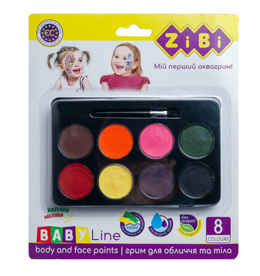 Фарби для гриму обличчя та тіла на водній основі, 8 кольорів, BABY Line