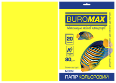 Папір кольоровий NEON, жовтий, 20 арк., А4, 80 г/м²