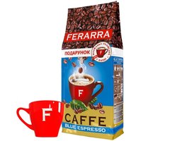 Кава в зернах 1000г, CAFFE кава Blue Espresso з клапаном + Чашка, FERARRA