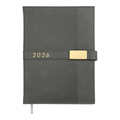 Щоденник датов. 2026 LEROY, A5, сірий, штуч.шкіра