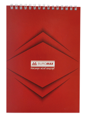 Блокнот на пружині зверху MONOCHROME, JOBMAX, А5, 48 аркушів, червоний