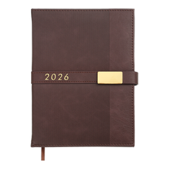 Щоденник датов. 2026 LEROY, A5, коричневий, штуч.шкіра
