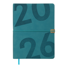Щоденник датов. 2026 BEST, A5, бірюзовий, штуч. шкіра